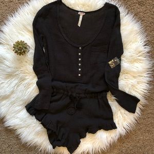 FREE PEOPLE dark charcoal romper!! Size medium